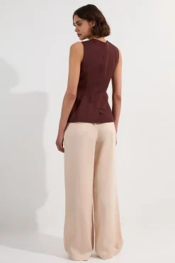 Pantalon large sur mesure en lin premium