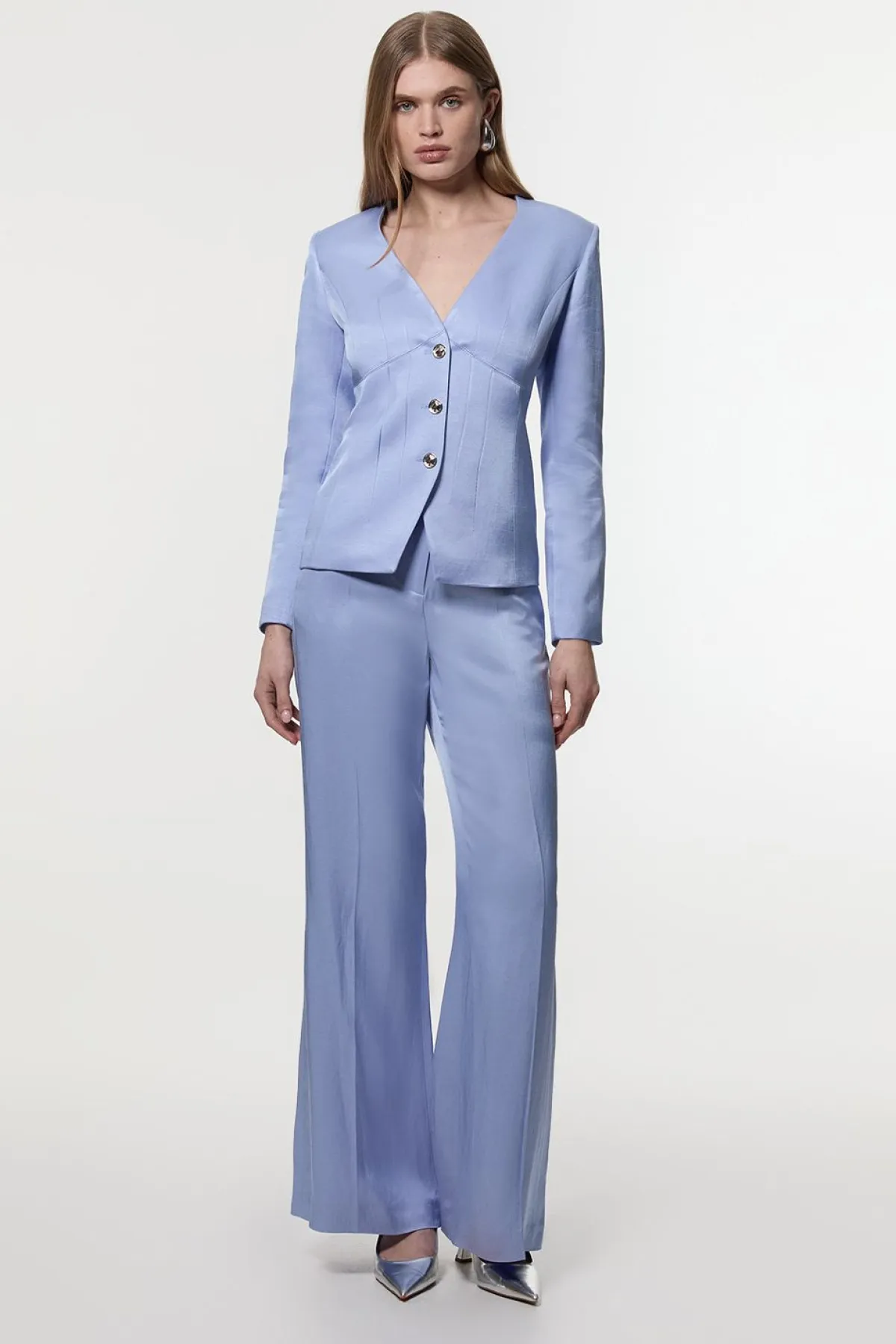 KarenMillen Pantalon large sur mesure en viscose-lin premium<Femme Pantalons|Ensembles
