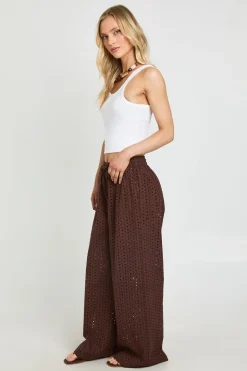 Pantalon Large Taille Basse Broderie Anglaise Petite