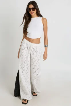 boohoo Pantalon Large Taille Basse En Broderie Anglaise<Femme Pantalons