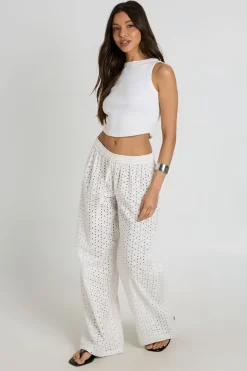 boohoo Pantalon Large Taille Basse En Broderie Anglaise<Femme Pantalons