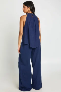 boohoo Pantalon Large Taille Basse En Étamine De Coton Avec Cordon De Serrage<Femme Pantalons