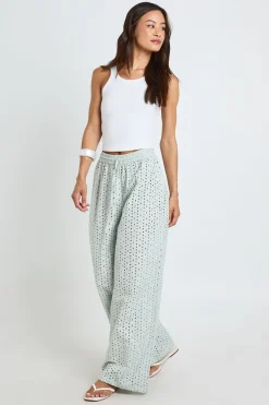 Pantalon Large Taille Basse En Broderie Anglaise Tall