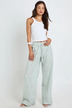 Pantalon Large Taille Basse En Broderie Anglaise Tall