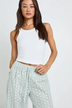 Pantalon Large Taille Basse En Broderie Anglaise Tall