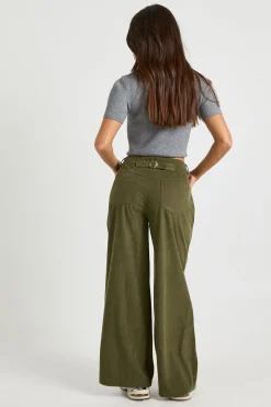 Pantalon Large Taille Cintrée En Velours Côtelé Petite
