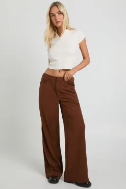 boohoo Pantalon Large Taille Froncée En Velours Côtelé<Femme Pantalons