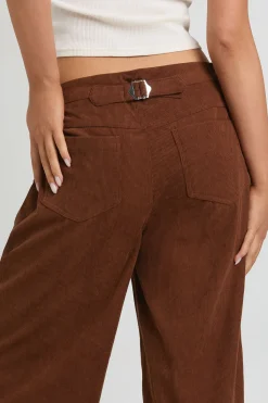 boohoo Pantalon Large Taille Froncée En Velours Côtelé<Femme Pantalons