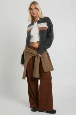 boohoo Pantalon Large Taille Froncée En Velours Côtelé<Femme Pantalons