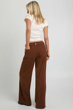 boohoo Pantalon Large Taille Froncée En Velours Côtelé<Femme Pantalons