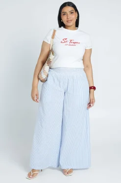 boohoo Pantalon Large Taille Froncée À Carreaux Vichy Grande Taille<Femme Pantalons