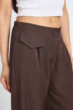 boohoo Pantalon Large Taille Haute Avec Détail De Poches Tissées<Femme Pantalons|Looks Chocolat