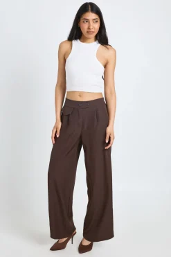 boohoo Pantalon Large Taille Haute Avec Détail De Poches Tissées<Femme Pantalons|Looks Chocolat