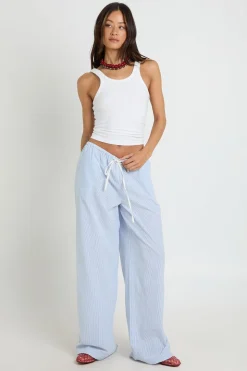 Pantalon Large Taille Haute Avec Cordon De Serrage Contrasté