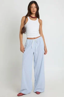 Pantalon Large Taille Haute Avec Cordon De Serrage Contrasté