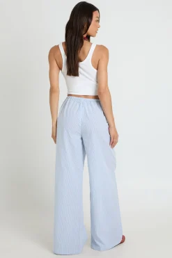 Pantalon Large Taille Haute Avec Cordon De Serrage Contrasté