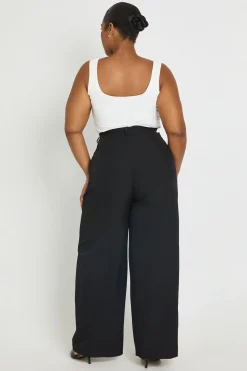 boohoo Pantalon Large Taille Haute Ceinturée Avec Détail Boucles<Femme Pantalons