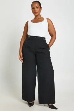 boohoo Pantalon Large Taille Haute Ceinturée Avec Détail Boucles<Femme Pantalons