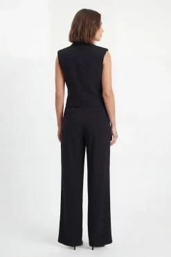 Pantalon Large Taille Haute Coupe Souple Ajustée