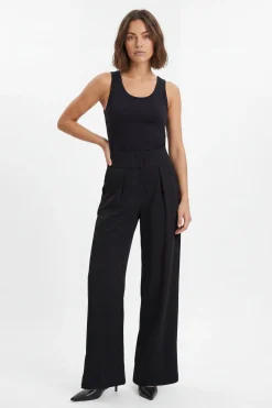 Pantalon Large Taille Haute Coupe Souple Ajustée