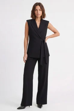 Pantalon Large Taille Haute Coupe Souple Ajustée