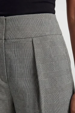 Pantalon Large Taille Haute À Carreaux Souples Et Coupe Ajustée