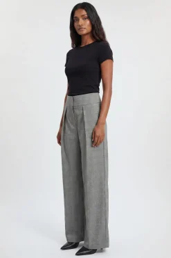 Pantalon Large Taille Haute À Carreaux Souples Et Coupe Ajustée