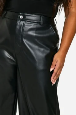 Pantalon Large Taille Haute En Synthétiquecuir Grande Taille