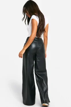 Pantalon Large Taille Haute En Synthétique