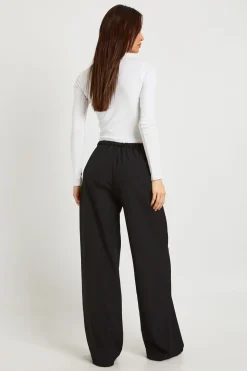 Pantalon Large Taille Haute Élastiquée Avec Cordon De Serrage Tissé Pour Grande Taille