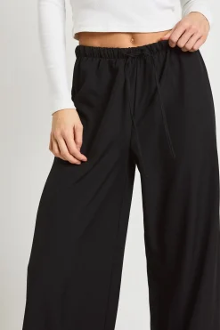 Pantalon Large Taille Haute Élastiquée Avec Cordon De Serrage Tissé Pour Grande Taille
