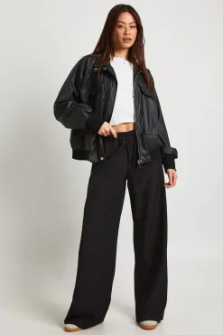 Pantalon Large Taille Haute Élastiquée Avec Cordon De Serrage Tissé Pour Grande Taille