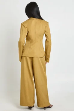 Pantalon Large Taille Haute à Plis Devant