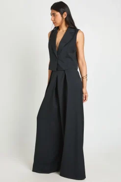 Pantalon Large Taille Haute À Plis Et Aspect Lin Pour Grandes Tailles