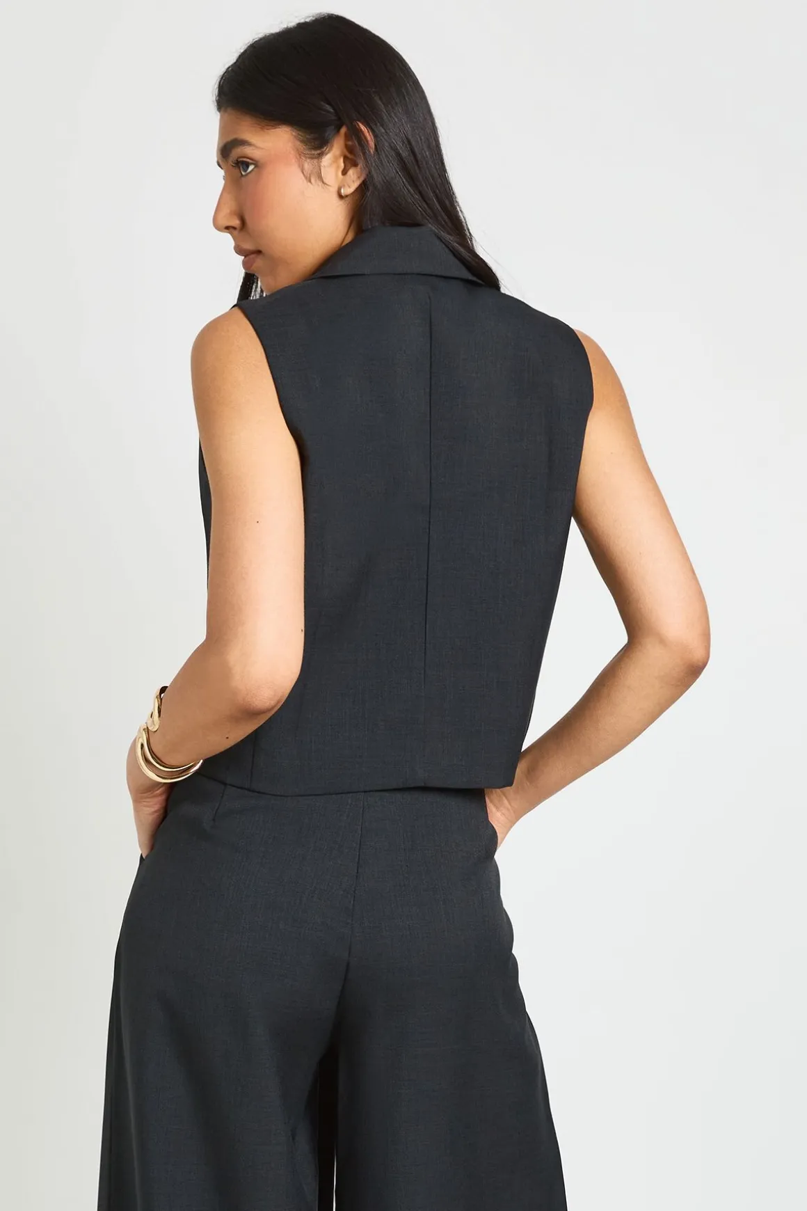 Pantalon Large Taille Haute À Plis Et Aspect Lin Pour Grandes Tailles