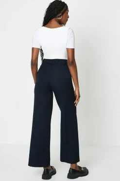 Pantalon Large Taille Haute À Patte