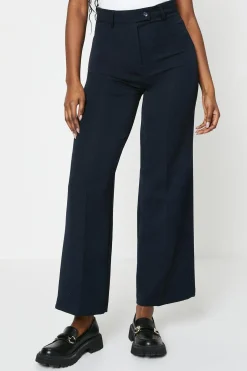 Pantalon Large Taille Haute À Patte