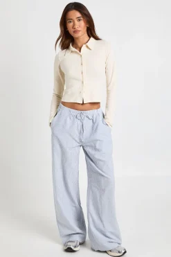 Pantalon Large À Taille Élastique En Seersucker Rayé
