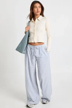 Pantalon Large À Taille Élastique En Seersucker Rayé