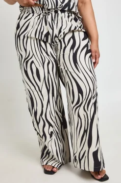 Pantalon Large À Taille Élastiquée Imprimé Zèbre Grande Taille