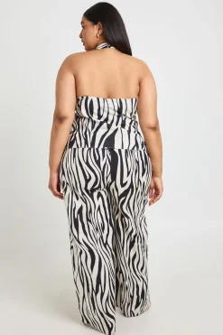 Pantalon Large À Taille Élastiquée Imprimé Zèbre Grande Taille