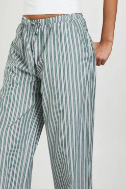 Pantalon Large À Taille Élastique Avec Rayures Tissées