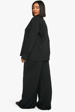 boohoo Pantalon Large À Taille Élastiquée Et Texture Froissée Grande Taille<Femme Pantalons