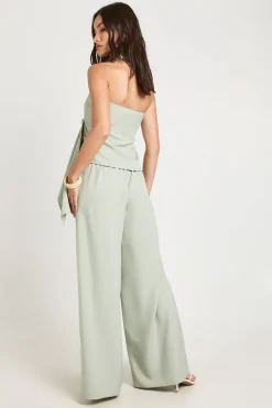 Pantalon Large À Taille Élastiquée En Tissu Tissé