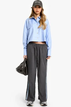 boohoo Pantalon Large à Taille Élastique avec Bandes Latérales<Femme Pantalons|Looks De Rentrée