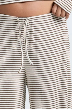 Pantalon Large Taille Mi-haute À Rayures Grande Taille