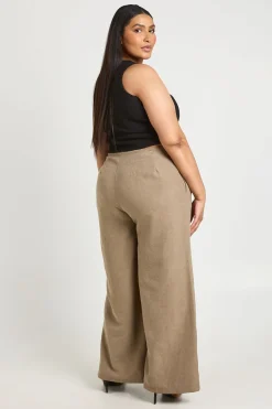 Pantalon Large Taille Plus Avec Détail Nœud Torsadé En Tissu Pêche