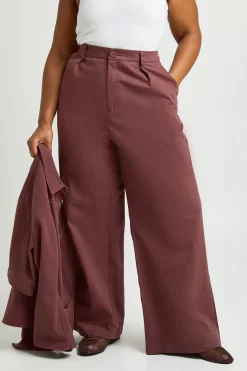 Pantalon Large Taille Plus Avec Détails Plissés En Sergé