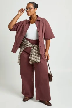 Pantalon Large Taille Plus Avec Détails Plissés En Sergé