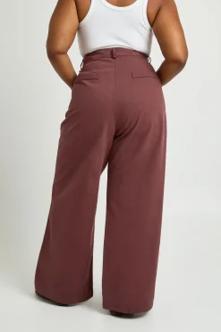 Pantalon Large Taille Plus Avec Détails Plissés En Sergé